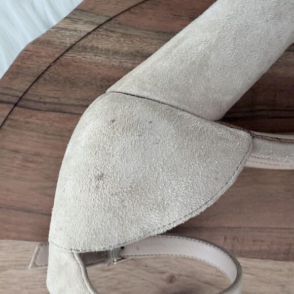 Aldo Shoes Womens Size 10 Block Heel Sandal Beige Suede Ankle Strap Dressy - Picture 10 of 13